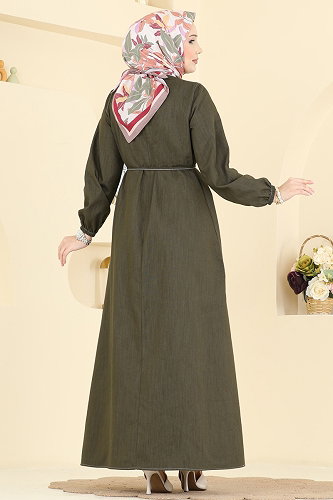 moda selvim الفستان اخضر عفني 111ZNE1011 - Thumbnail