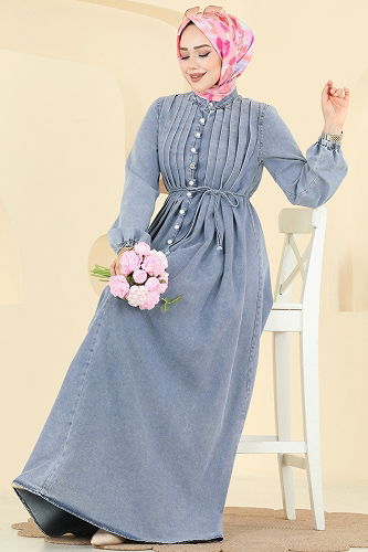 moda selvim Dress 111ZNE1011 Light Denim - Thumbnail