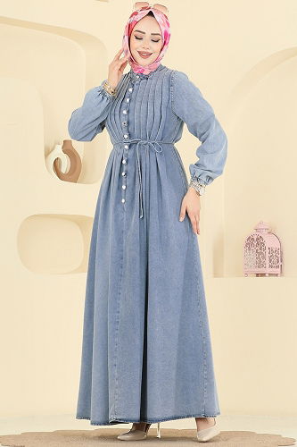 moda selvim Dress 111ZNE1011 Light Denim - Thumbnail