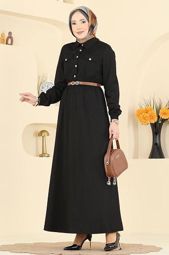 moda selvim Dress 1120MSA980 Black - Thumbnail
