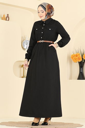 moda selvim Dress 1120MSA980 Black - Thumbnail