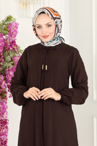 moda selvim Dress 1121BG354 Brown - Thumbnail