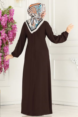 moda selvim Dress 1121BG354 Brown - Thumbnail