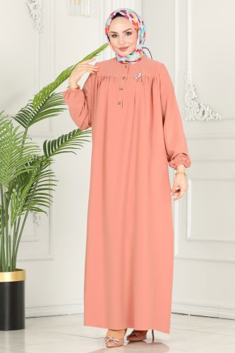 moda selvim Dress 1123BG354 Light Dusty Rose - Thumbnail