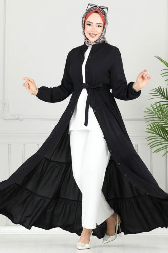 moda selvim Dress 1124BG354 Black - Thumbnail