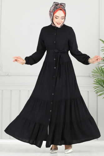 moda selvim Dress 1124BG354 Black - Thumbnail