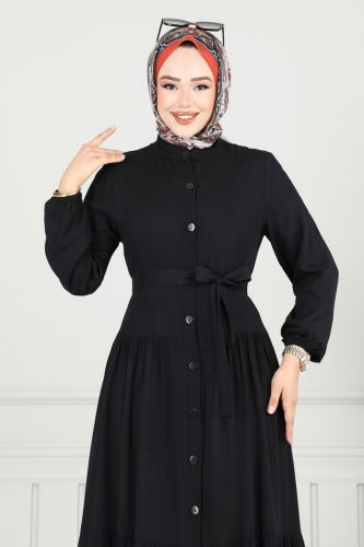 moda selvim Dress 1124BG354 Black - Thumbnail
