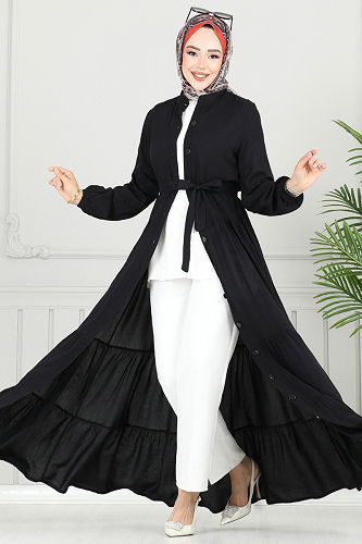 moda selvim الفستان أسود 1124BG354 - Thumbnail