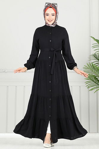 moda selvim الفستان أسود 1124BG354 - Thumbnail