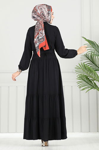 moda selvim الفستان أسود 1124BG354 - Thumbnail