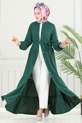 moda selvim Dress 1124BG354 Emerald - Thumbnail