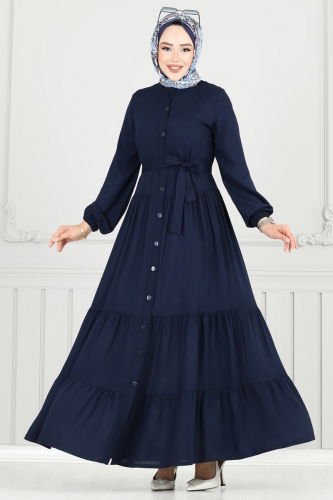 moda selvim Dress 1124BG354 Navy Blue - Thumbnail