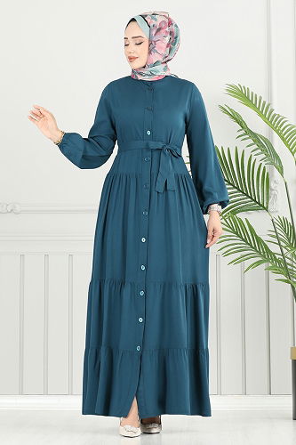 moda selvim الفستان بترولي 1124BG354 - Thumbnail