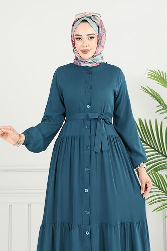 moda selvim الفستان بترولي 1124BG354 - Thumbnail