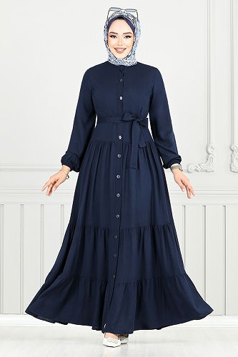 moda selvim Dress 1124BGS895-M Navy Blue - Thumbnail