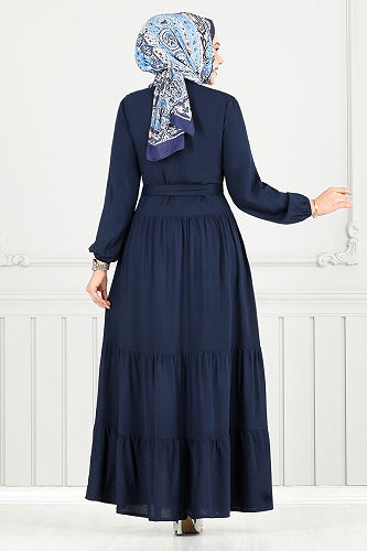 moda selvim Dress 1124BGS895-M Navy Blue - Thumbnail