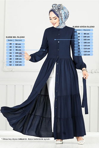 moda selvim الفستان كحلي 1124BGS895-M - Thumbnail