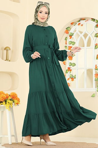 moda selvim Dress 1124ERK1158 Emerald - Thumbnail
