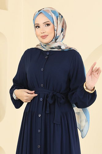 moda selvim Dress 1124ERK1158 Navy Blue - Thumbnail