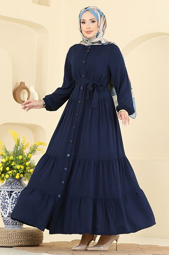 moda selvim الفستان كحلي 1124ERK1158 - Thumbnail