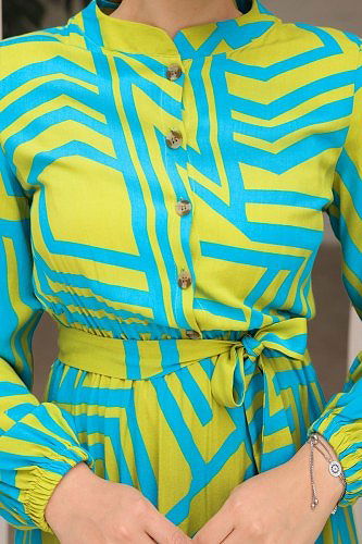 moda selvim Dress 1125BG354 Acid - Thumbnail