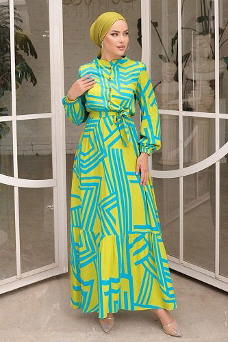 moda selvim Dress 1125BG354 Acid - Thumbnail