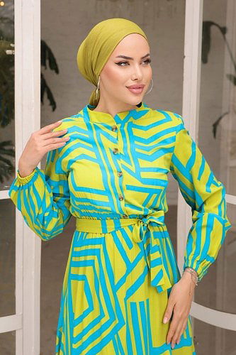 moda selvim Dress 1125BG354 Acid - Thumbnail