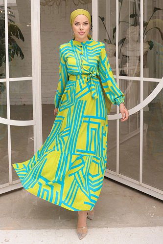 moda selvim الفستان فسفوري 1125BG354 - Thumbnail