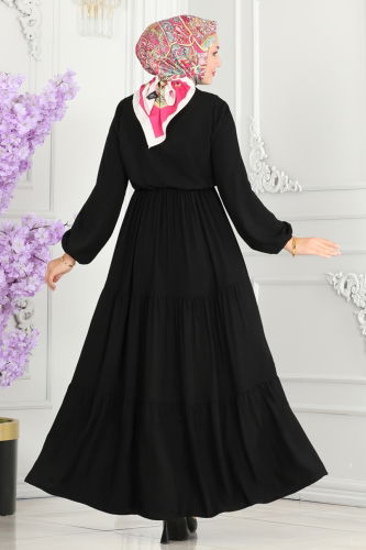 moda selvim Dress 1126BG354 Black - Thumbnail