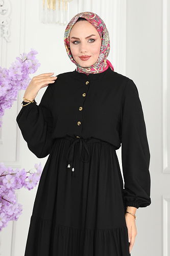 moda selvim الفستان أسود 1126BG354 - Thumbnail