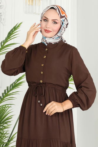 moda selvim Dress 1126BG354 Brown - Thumbnail