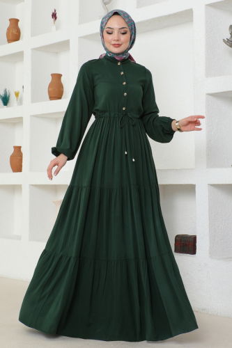 moda selvim Dress 1126BG354 Emerald - Thumbnail