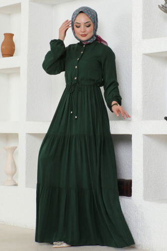 moda selvim Dress 1126BG354 Emerald - Thumbnail