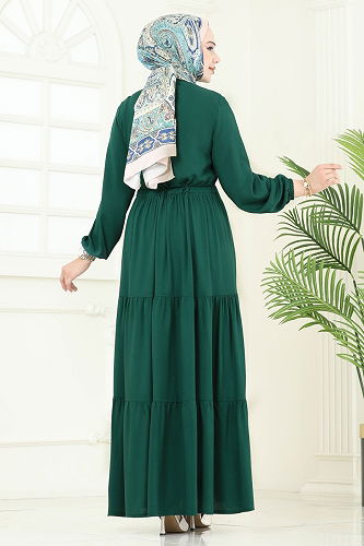 moda selvim الفستان زيتي 1126BG354 - Thumbnail