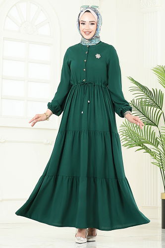 moda selvim الفستان زيتي 1126BG354 - Thumbnail