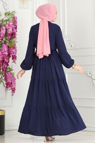 moda selvim Dress 1126BG354 Navy Blue - Thumbnail