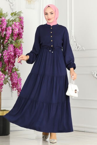 moda selvim Dress 1126BG354 Navy Blue - Thumbnail