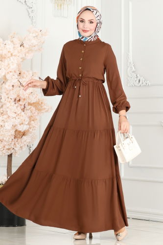 moda selvim DRESS 1126BG354 Tan - Thumbnail