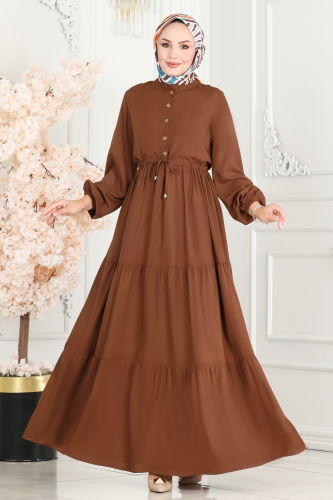 moda selvim DRESS 1126BG354 Tan - Thumbnail