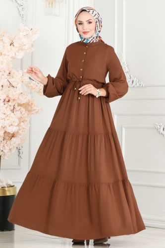 moda selvim DRESS 1126BG354 Tan - Thumbnail