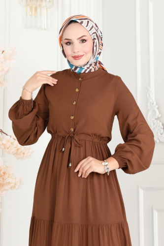 moda selvim Dress 1126BG354 Tan - Thumbnail