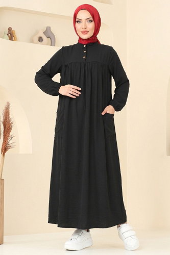 moda selvim Dress 112NZRK1200 Black - Thumbnail
