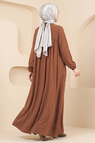 moda selvim Dress 112NZRK1200 Brown - Thumbnail