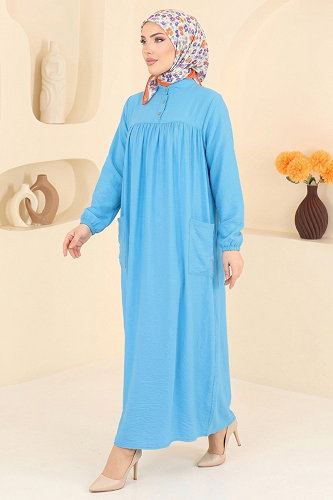 moda selvim الفستان أزرق فاتح 112NZRK1200 - Thumbnail
