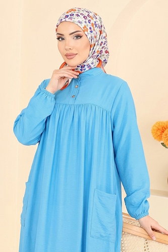 moda selvim الفستان أزرق فاتح 112NZRK1200 - Thumbnail