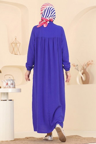 moda selvim الفستان نيلي 112NZRK1200 - Thumbnail