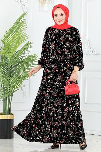 moda selvim الفستان أسود 1133BG354 - Thumbnail