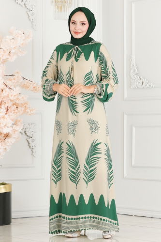 moda selvim Dress 1136BG354 Almond Green - Thumbnail