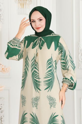 moda selvim Dress 1136BG354 Almond Green - Thumbnail