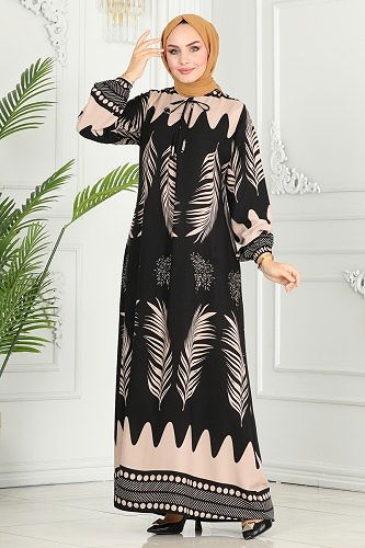 moda selvim Dress 1136BG354 Black&Vision - Thumbnail